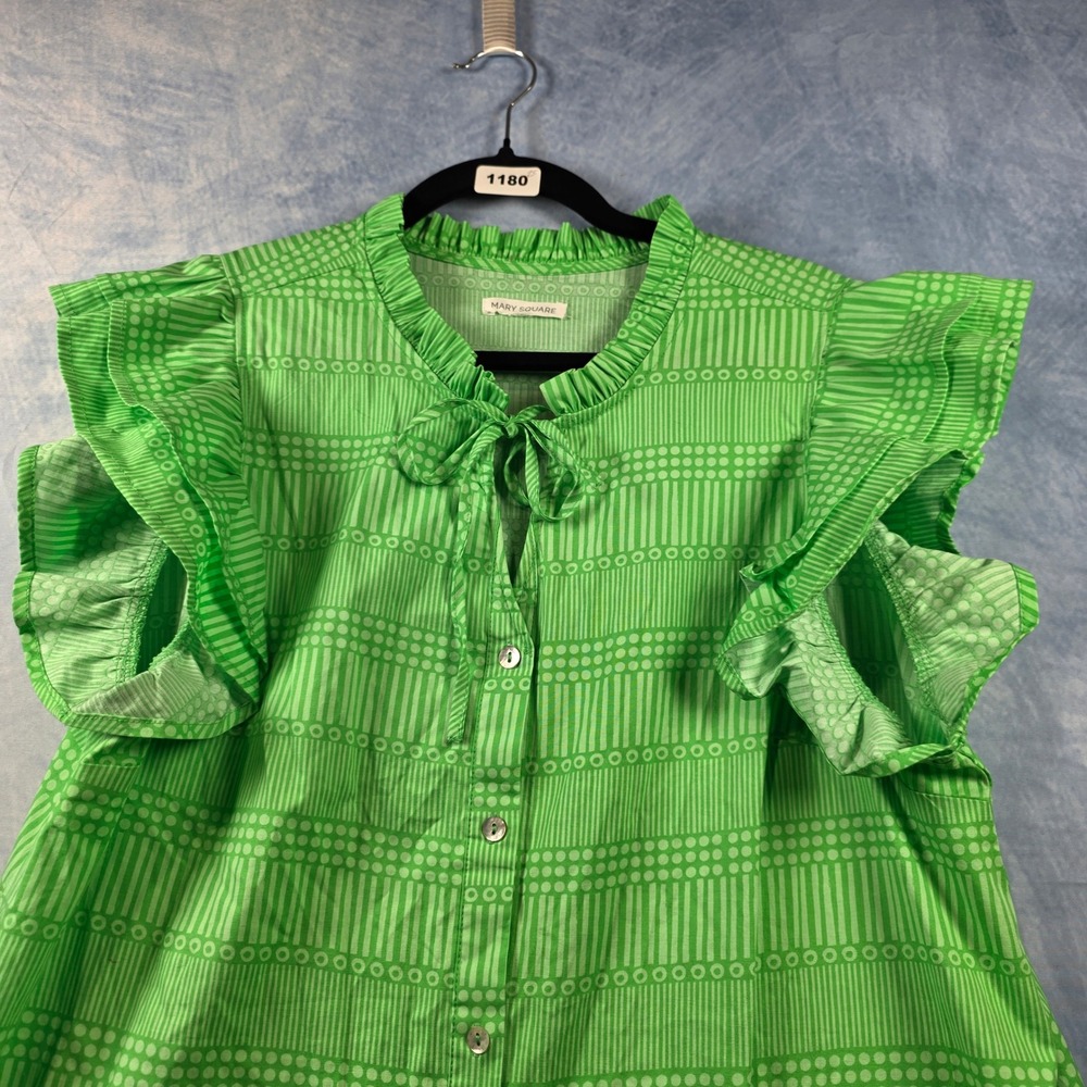 Green Ruffle-Trim Mini Dress - Picture 4 of 8